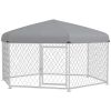 6.9' x 6.1' x 4.9' Outdoor Dog Kennel for Medium and Large-Sized Dogs with Waterproof UV Resistant Roof, Silver