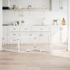 Dog Gate with Door Foldable 4 Panels White 126.0 " Poplar Wood