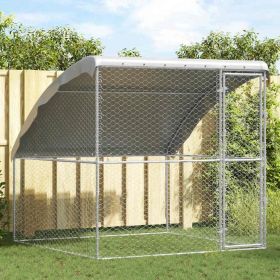 Dog Kennel with Storage Silver 6.56 x 6.56 x 6.56 ft Steel