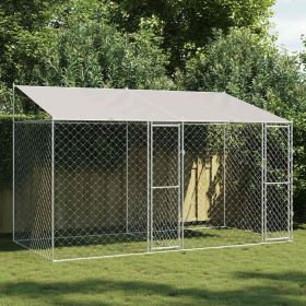 Dog Cage with Roof Silver 157.48 x 78.74 x 101.57 in