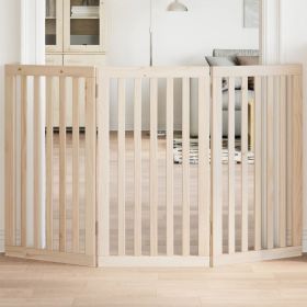Dog Gate Set of 3 Natural Wood Poplar Wood Medium Foldable