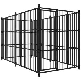 Dog Kennel Black Steel Large Durable Dog Kennel Rectangular