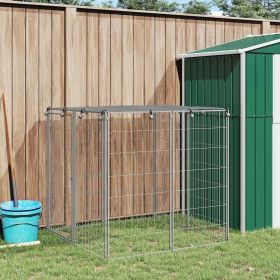 Dog Kennel Silver and grey Steel, Polyethylene (PE) 43.3 in