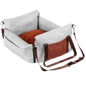 VEVOR Dog Car Seat, Waterproof Dog Booster Seat for Car with Side Handles and A Storage Pocket, Clip-On Safety Leash and PP Cotton Filling