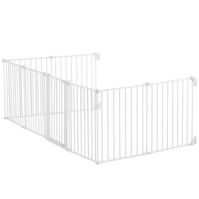 VEVOR Baby Gate, 192 Inches Extra Wide, 28 Inches High 8-Panel Foldable Dog Gate, for Child Pet Security, One-Hand Open