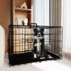 Dog Crate, 42 Inch Large Dog Cage with Divider and Plastic Leak-Proof Pan Tray, Double Door Folding Metal Wire Cage for Indoor, Outdoor, and Travel