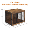 Dog Crate Furniture with Cushion, Wooden Dog Kennel Furniture, Heavy Duty Dog Cage, 32" Dog Kennel with Double Doors, Dog Crates for Small/Medium Dogs
