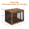 Dog Crate Furniture with Cushion, Wooden Dog Kennel Furniture, Heavy Duty Dog Cage, 27" Dog Kennel with Double Doors, Dog Crates for Small/Medium Dogs
