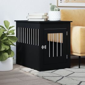 Dog Crate Furniture Black Engineered wood, steel 21.7x31.5x26.8 in