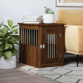 Dog Crate Furniture Brown Oak Engineered Wood, Steel Medium
