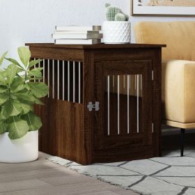 Dog Crate Furniture Brown Oak Engineered wood and steel