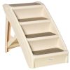 4-Level Portable Dog Stairs, Foldable Dog Steps for Small Dogs, Lightweight Cat Steps, with Nonslip Soft Mats, for High Bed, Sofa, Beige