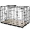 41" Dog Crate with 2 Doors, Folding Metal Dog Cage with Soft Cushion, Removable Tray, Handle, for Small Dogs, Black