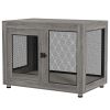Pet Crate End Table with Water-resistant Cushion or Large Medium Dogs, Grey