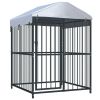 Dog Kennel Black Steel, fabric (100% polyethylene)