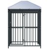 Dog Kennel Black Steel, fabric (100% polyethylene)