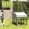Welded Wire Outdoor Dog Kennel with 360° Rotating & 4 Levels Adjustable Bowls, Waterproof Cover, 3.9' x 3.9' x 4