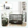 48" Heavy Duty Dog Crate Metal Cage Kennel with Lockable Wheels, Double Door and Removable Tray, gray