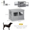 Wooden Dog Crate, Dog Furniture End Table with Triple Doors Steel Tubes Pewter Gray