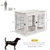 26" Wooden Dog Cage Dog Crate Furniture, Indoor Dog Kennel, Dog Cage End Table with 2 Lockable Doors Entrance & Top Shelf, White