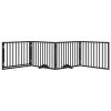 Dog Gate with Door Foldable 4 Panels Black 126.0 " Poplar Wood