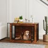 39" Dog Crate Furniture with Flip-up Top Opening, 2 Doors, Dog Kennel Furniture for Large Dogs, Rustic Brown