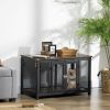 Heavy-Duty Dog Crate Furniture Large Spacious Interior for Medium Dogs Brown Black