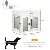 Stylish Dog Crate End Table White with Cushion Dog Cage Kennel Drawer 2 Doors Small Dogs Indoor Crate