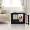 Modern Wooden Dog Crate Furniture Double Door for Small Dogs Stylish Black