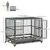 36" Heavy Duty Steel Dog Crate Kennel Pet Cage with Wheels for Convenient Access Anti-Pinching Floor, Grey