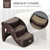 Portable Pet Stairs Foldable Steps for Small Dogs and Cats 3-Step with Non-slip Treads for Beds Sofas, Brown