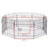 24inch 8-Panel Dog Playpen Octagon Pet Exercise Playpen Crate Foldable Dog Cage Pen Puppy Kennel, Black