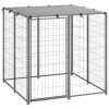 Dog Kennel Silver and grey Steel, Polyethylene (PE) 43.3 in