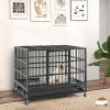 38 Inch Foldable Heavy-Duty Metal Dog Cage with Lockable Rolling Casters and Tray