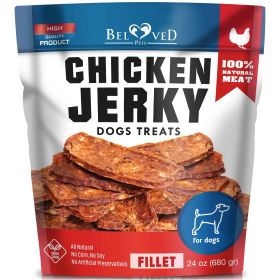 Chicken Jerky Dog Treats 1.5 Lb Human Grade Pet Snacks Grain Free Organic Meat All Natural High Protein Dried Strips Best Chews for Training Small & L (Brand: Beloved Pets)