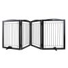 VEVOR Free Standing Dog Gate, 32" H x 96.5" W Freestanding Pet Gate, 4 Panels Foldable Dog Gate for Wide and Narrow Passageways