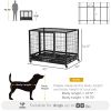 43" Heavy Duty Dog Crate with Removable Tray, Lockable Wheels and Double Door, for Large and Extra Large Dogs, Black